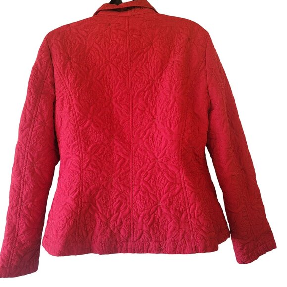 RQT Petite Quilted Floral Pattern Red Jacket Fully Lined Button Closure Womens P - Picture 3 of 10